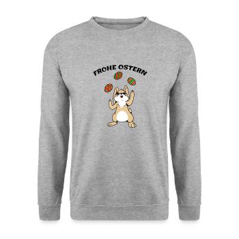 FROHE OSTERN - Unisex Pullover - Weißgrau meliert - Vorne - Alina (178cm) & Michal (187cm)