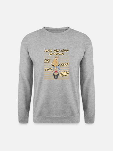 MEINE OMA FÄHRT MOTORRAD WAS FÄHRT DEINE OMA - Unisex Pullover - Weißgrau meliert