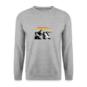 Bear Mountains Sunset Retro - Unisex Sweatshirt - salt & pepper - Front - Alina (178cm) & Michal (187cm)