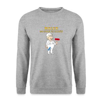 MENSCH COMIC MALER MACHEN ES SCHÖN - Unisex Pullover - Weißgrau meliert - Vorne - Alina (178cm) & Michal (187cm)