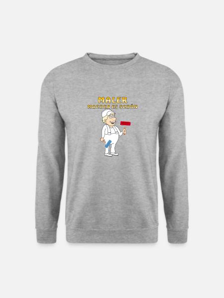 MENSCH COMIC MALER MACHEN ES SCHÖN - Unisex Pullover - Weißgrau meliert