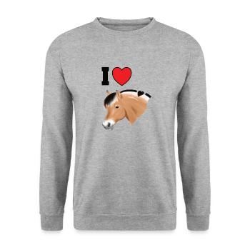 I love fjord horses design for horse fans - Unisex Sweatshirt - salt & pepper - Front - Alina (178cm) & Michal (187cm)