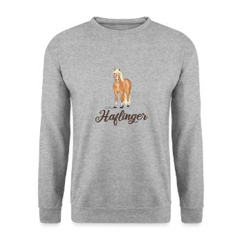 Haflinger with dark font - Unisex Sweatshirt - salt & pepper - Front - Alina (178cm) & Michal (187cm)