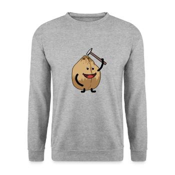 Kokosnuss Hammer knacken Nuss Speise - Unisex Pullover - Weißgrau meliert - Vorne - Alina (178cm) & Michal (187cm)