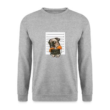Dog Gangster dog mugshot Bulldog - Unisex Sweatshirt - salt & pepper - Front - Alina (178cm) & Michal (187cm)