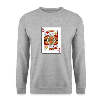 Coeur roi cadeau de couple jeu de cartes amour - Sweat-shirt Unisexe - gris chiné - Devant - Alina (178cm) & Michal (187cm)