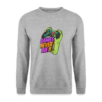 zombiehand games never die 2 - Unisex Sweatshirt - salt & pepper - Front - Alina (178cm) & Michal (187cm)