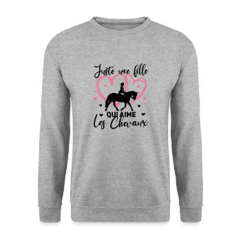 Juste une fille qui aime les chevaux Cadeau - Sweat-shirt Unisexe - gris chiné - Devant - Alina (178cm) & Michal (187cm)
