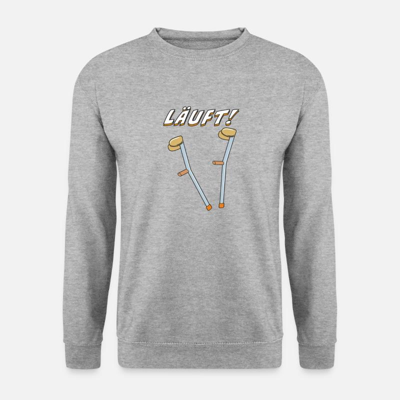 KRÜCKEN LÄUFT - Unisex Pullover - Weißgrau meliert