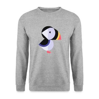 Papageientaucher - Unisex Pullover - Weißgrau meliert - Vorne - Alina (178cm) & Michal (187cm)
