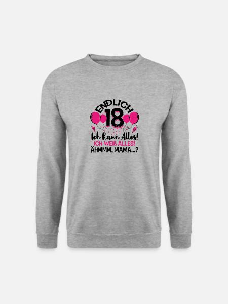 Endlich 18 Ich Kann Alles Ich Weiß Alles - Unisex Pullover - Weißgrau meliert
