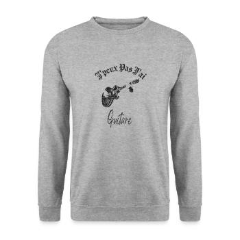 J'Peux Pas J'ai Guitare Drôle Idée Guitare Joueur - Sweat-shirt Unisexe - gris chiné - Devant - Alina (178cm) & Michal (187cm)