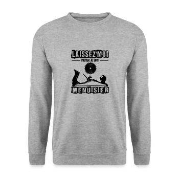 Cadeau anniversaire Menuisier citations humour - Sweat-shirt Unisexe - gris chiné - Devant - Alina (178cm) & Michal (187cm)