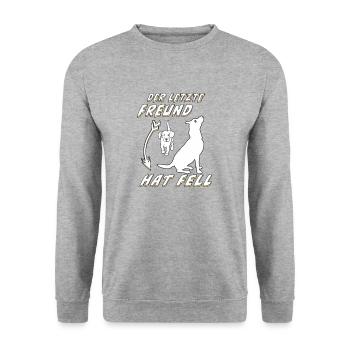 HUND DER LETZTE FREUND HAT FELL - Unisex Pullover - Weißgrau meliert - Vorne - Alina (178cm) & Michal (187cm)