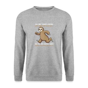 Funny sweet sloth for fans and friends - Unisex Sweatshirt - salt & pepper - Front - Alina (178cm) & Michal (187cm)