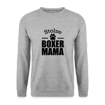Stolze boxer mama Hunde Geschenk Haustier - Unisex Pullover - Weißgrau meliert - Vorne - Alina (178cm) & Michal (187cm)