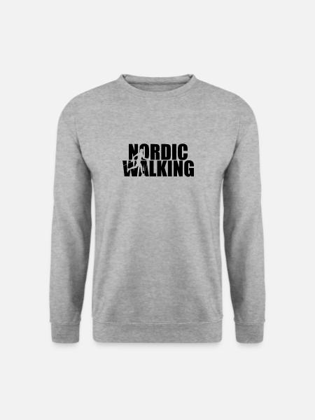 Walker Nordic Walking Wanderer Wandern Walkerin - Unisex Pullover - Weißgrau meliert