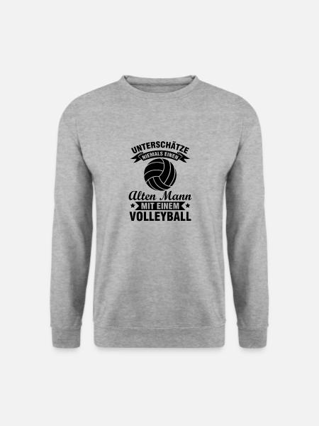 Alten mann mit einem Volleyball Spieler Geschenk - Unisex Pullover - Weißgrau meliert