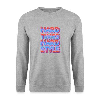 Hardstyle Rave Techno Spruch Feiern Festival - Unisex Pullover - Weißgrau meliert - Vorne - Alina (178cm) & Michal (187cm)