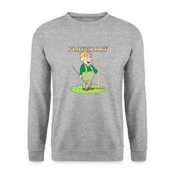 MENSCH COMIC PLATZWART - Unisex Pullover - Weißgrau meliert - Vorne - Alina (178cm) & Michal (187cm)