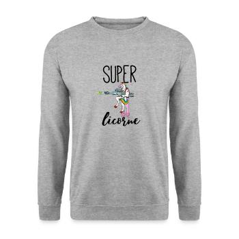 super licorne - Sweat-shirt Unisexe - gris chiné - Devant - Alina (178cm) & Michal (187cm)