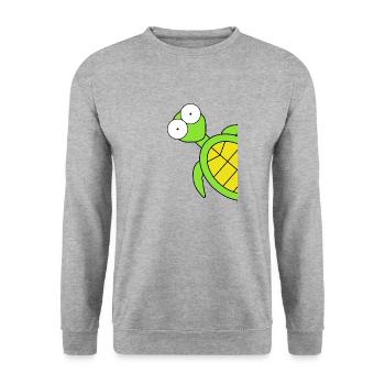 Drôle de BD tortue, tortues, reptiles - Sweat-shirt Unisexe - gris chiné - Devant - Alina (178cm) & Michal (187cm)