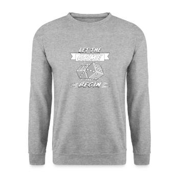WÜRFEL LET THE GAME BEGIN - Unisex Pullover - Weißgrau meliert - Vorne - Alina (178cm) & Michal (187cm)