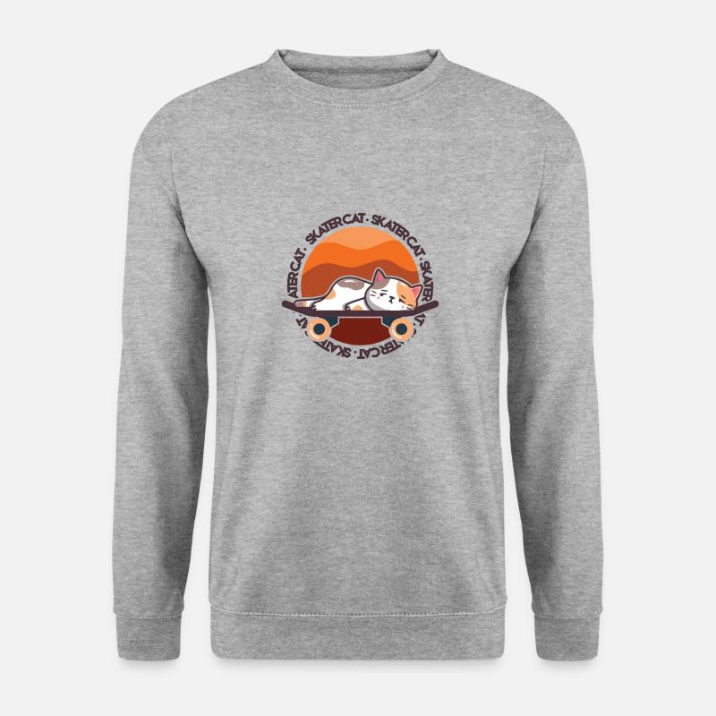 Chatte douce est fatigué sur le skateboard - Sweat-shirt Unisexe - gris chiné