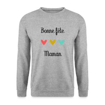 Bonne Fête Maman. Fête des mères - Sweat-shirt Unisexe - gris chiné - Devant - Alina (178cm) & Michal (187cm)
