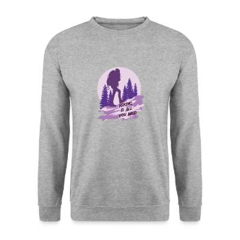 Camping Backpacking Hiking Outdoor - Unisex Sweatshirt - salt & pepper - Front - Alina (178cm) & Michal (187cm)