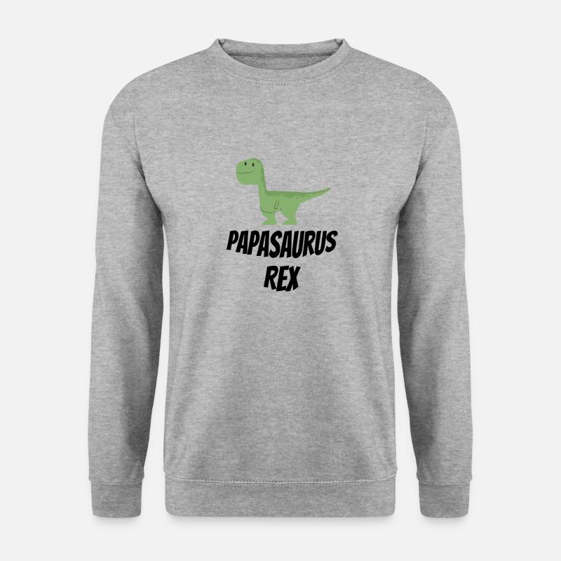 Papasaurus Rex - Unisex Pullover - Weißgrau meliert