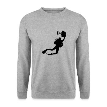 Diver with underwater camera - Unisex Sweatshirt - salt & pepper - Front - Alina (178cm) & Michal (187cm)