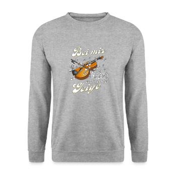 BEI MIR ERKLINGT DIE GEIGE - Unisex Pullover - Weißgrau meliert - Vorne - Alina (178cm) & Michal (187cm)