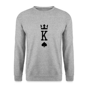 King And Queen Skull - 1 Of 2 Card Hearts Couple - Unisex Pullover - Weißgrau meliert - Vorne - Alina (178cm) & Michal (187cm)