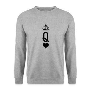 King And Queen Skull - 2 Of 2 Card Hearts Couple - Unisex Pullover - Weißgrau meliert - Vorne - Alina (178cm) & Michal (187cm)