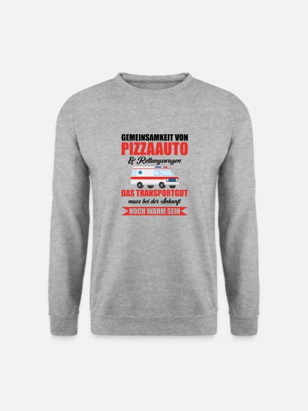Pizzaauto rettungswagen Geschenk Arzt Medizin - Unisex Pullover - Weißgrau meliert