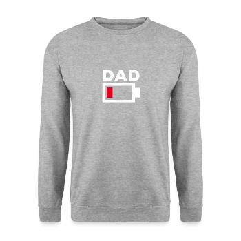 Dad Low Battery Funny Tired Dad Exhausted Fathers - Unisex Sweatshirt - salt & pepper - Front - Alina (178cm) & Michal (187cm)