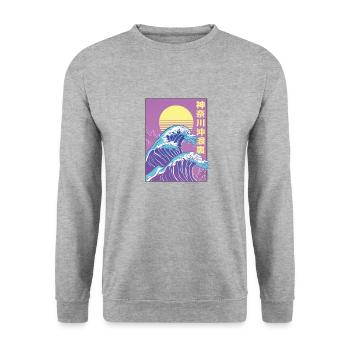 Great Wave of Kanagawa - Unisex Pullover - Weißgrau meliert - Vorne - Alina (178cm) & Michal (187cm)