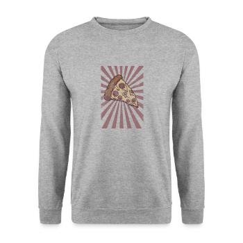 Cool Vintage Pepperoni Pizza Slice - Unisex Sweatshirt - salt & pepper - Front - Alina (178cm) & Michal (187cm)