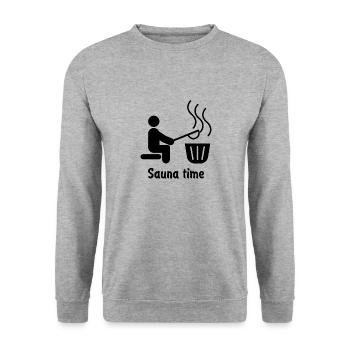 Sauna time Geschenk Saunahaus Banja Spa Hamam - Unisex Pullover - Weißgrau meliert - Vorne - Alina (178cm) & Michal (187cm)