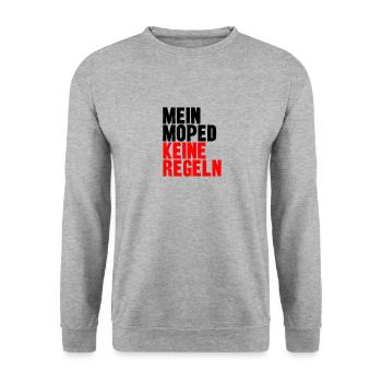 Mopedfahrer Moped fahren Retro Vintage Zweitakt - Unisex Pullover - Weißgrau meliert - Vorne - Alina (178cm) & Michal (187cm)