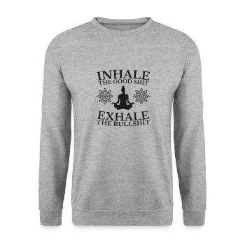 Inhale Exhale Yoga Gift Spirituality Peace - Unisex Sweatshirt - salt & pepper - Front - Alina (178cm) & Michal (187cm)