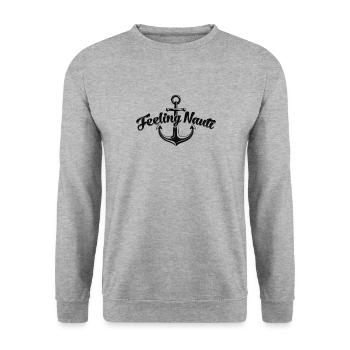 Drôle de navigation jeu de mots Feeling Naughty Nauti - Sweat-shirt Unisexe - gris chiné - Devant - Alina (178cm) & Michal (187cm)