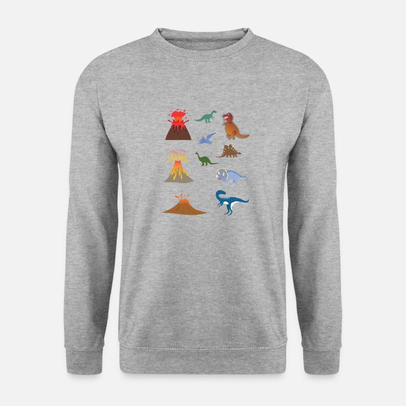 Dinosaurier-Vulkan-Pack - Unisex Pullover - Weißgrau meliert