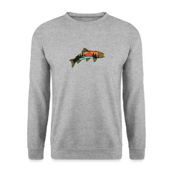 Trout Fishing Angler Nature Trout Illustration - Unisex Sweatshirt - salt & pepper - Front - Alina (178cm) & Michal (187cm)