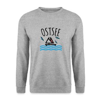 Ostsee - Unisex Pullover - Weißgrau meliert - Vorne - Alina (178cm) & Michal (187cm)
