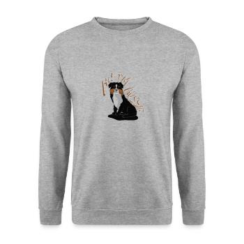 Ich bin ein Aussie Australian Shepard Hund - Unisex Pullover - Weißgrau meliert - Vorne - Alina (178cm) & Michal (187cm)