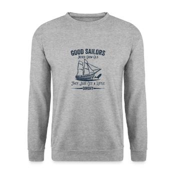 Les bons marins n’ont jamais de vieille citation de voile humoristique - Sweat-shirt Unisexe - gris chiné - Devant - Alina (178cm) & Michal (187cm)