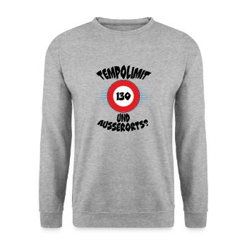 Tempolimit Autobahn Geschwindigkeit Grüne Baerbock - Unisex Pullover - Weißgrau meliert - Vorne - Alina (178cm) & Michal (187cm)
