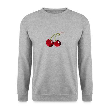 Cherry Cherry Heartbeat Fruit Cherries - Unisex Sweatshirt - salt & pepper - Front - Alina (178cm) & Michal (187cm)